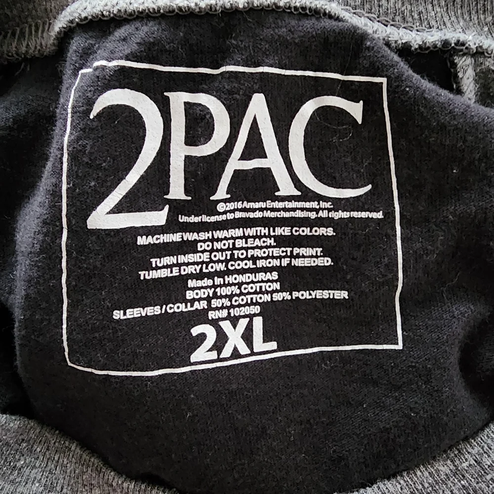 2PAC Tupac Shakur Praying Graphic Raglan Baseball‎ Tee Blk Gray 2XL 2016 Bravado
